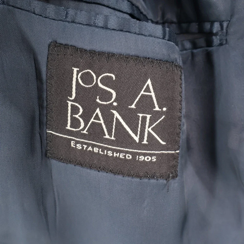 Jos A Bank Mens Blazer Mens 46L‎ Long Navy Black Wool Gold Buttons Two Button